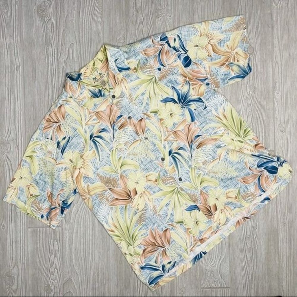 Kona Kai floral tropical Hawaiian shirt button up t shirt vacation size xl